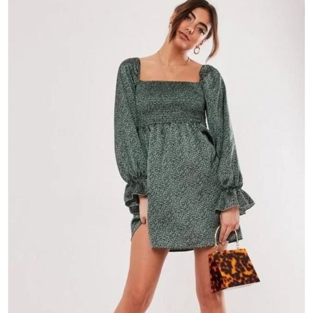 Missguided Milkmaid Shirred Mini Dress